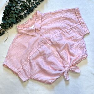 NWT Zara Button Up Tie Front Cropped Shirt size 11-12